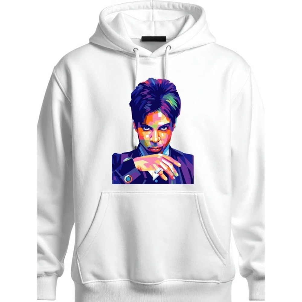 Prince Purple Rain Hoodie Gildan Unisex Adult White Large